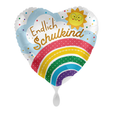 Folienballon Herz "Endlich Schulkind" Regenbogen -hey-Party.de- Folienballons -#Variante_