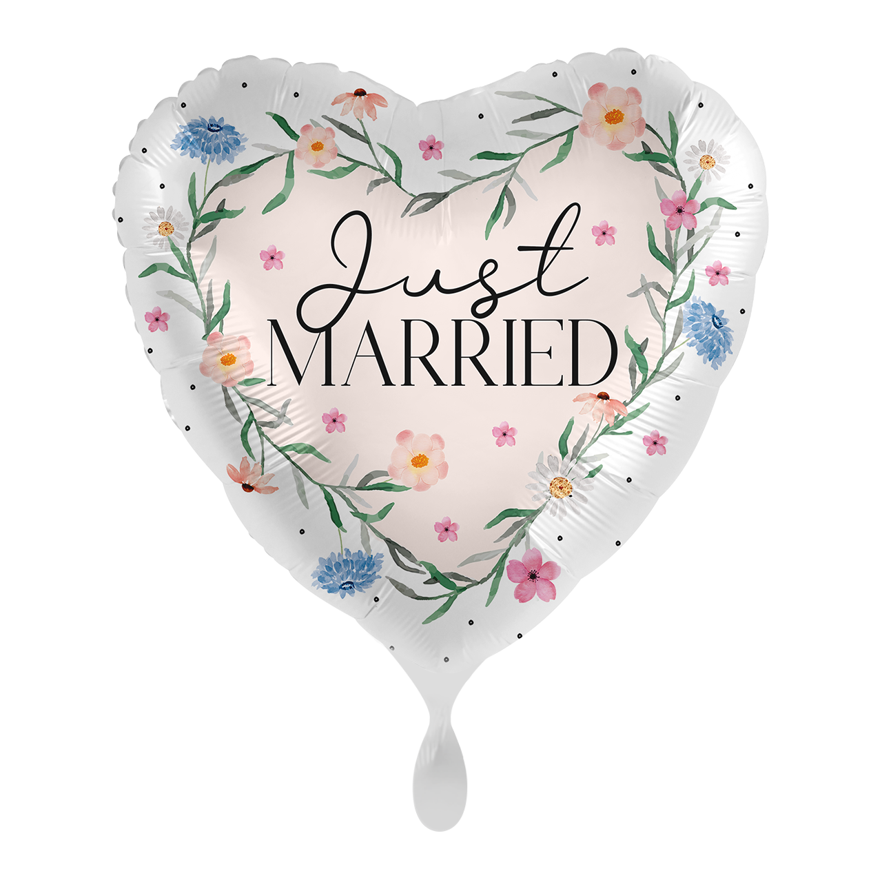 Folienballon Herz "Just Married" Floral -hey-Party.de- Folienballons -#Variante_