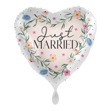 Folienballon Herz "Just Married" Floral -hey-Party.de- Folienballons -#Variante_