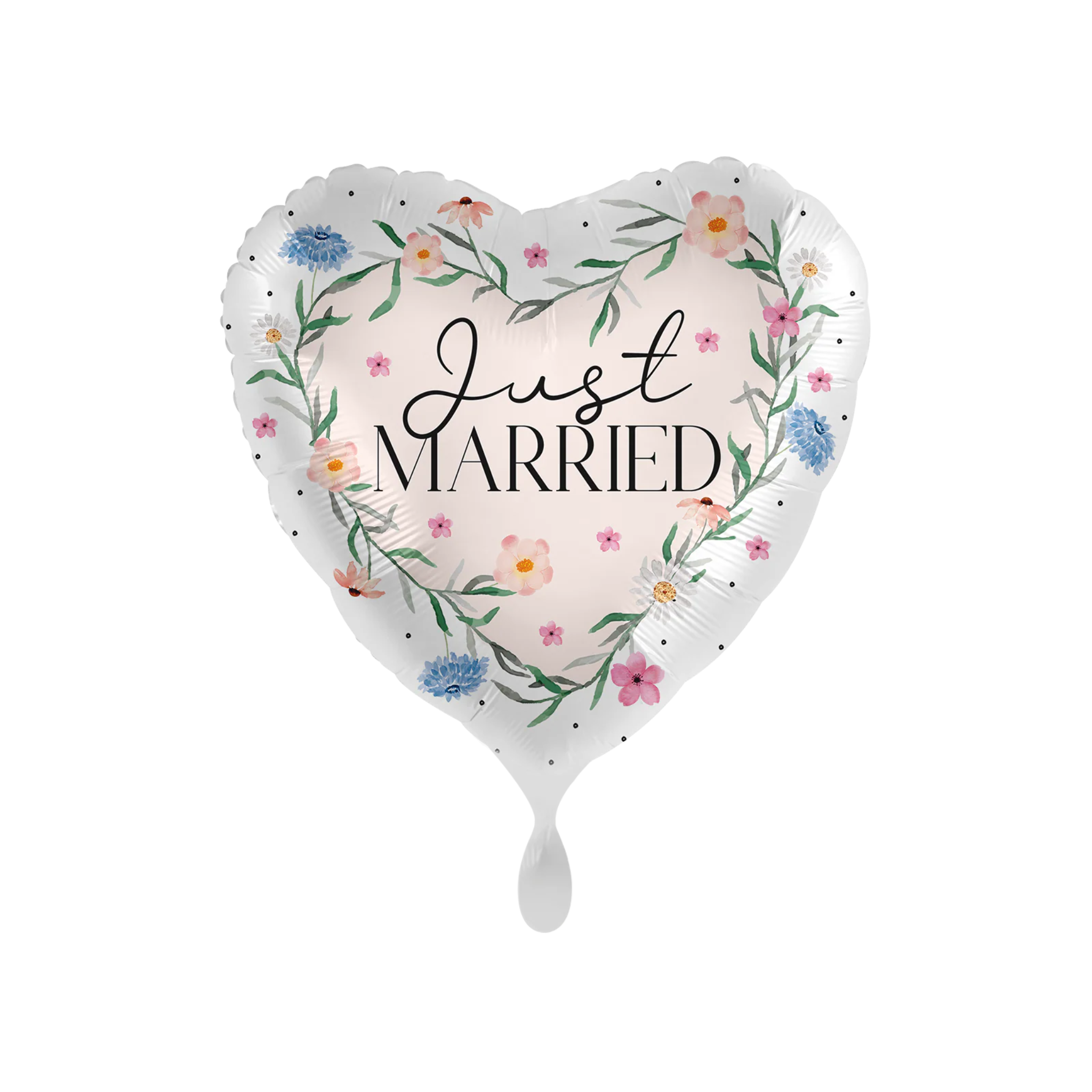 Folienballon Herz "Just Married" Floral -hey-Party.de- Folienballons -#Variante_