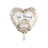 Folienballon Herz "Just married" Auto Gold -hey-Party.de- Folienballons -#Variante_
