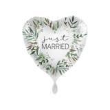 Folienballon Herz "Just married" Eukalyptus -hey-Party.de- Folienballons -#Variante_