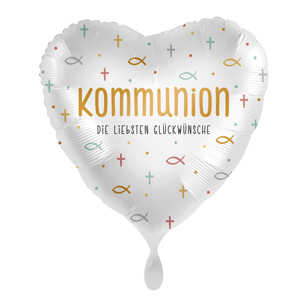 Folienballon Herz "Kommunion - die liebsten Glückwünsche" -hey-Party.de- Folienballons -#Variante_