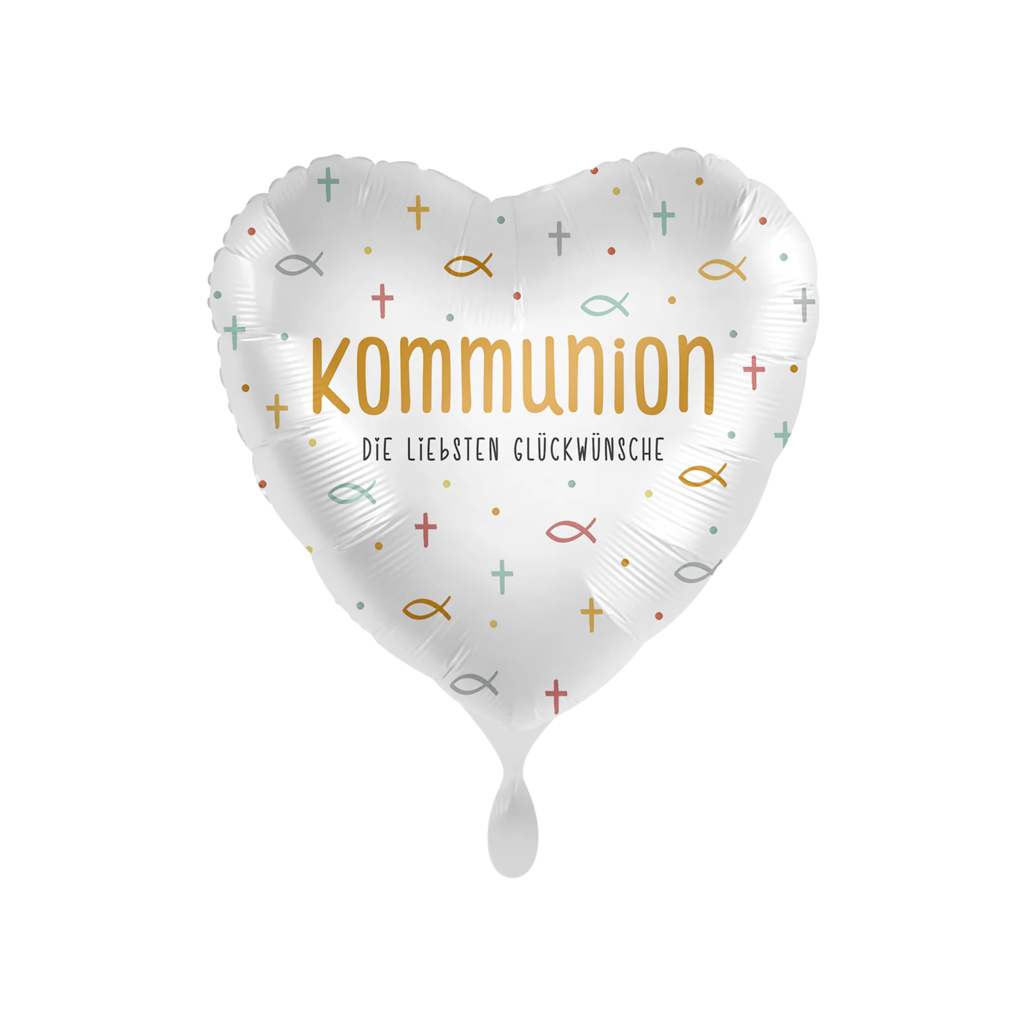 Folienballon Herz "Kommunion - die liebsten Glückwünsche" -hey-Party.de- Folienballons -#Variante_