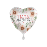 Folienballon Herz Mama Hab dich lieb Blumen, Rot, ca. 35 cm