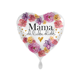 Folienballon Herz Mama Ich liebe Dich Blumen, ca. 35 cm