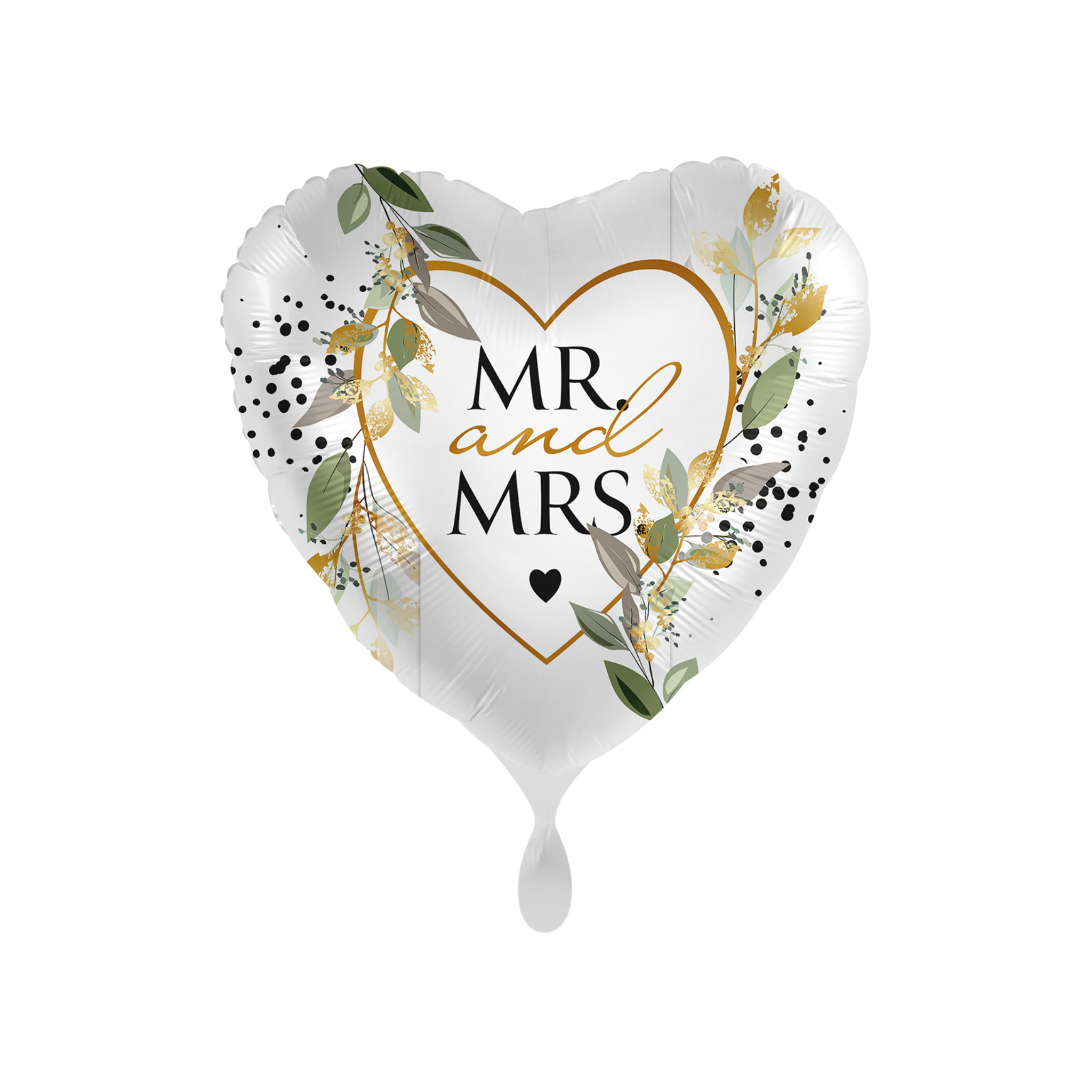 Folienballon Herz "Mr. and Mrs." Blätter