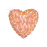 Folienballon Herz "Mr. & Mrs." Roségold -hey-Party.de- Folienballons -#Variante_