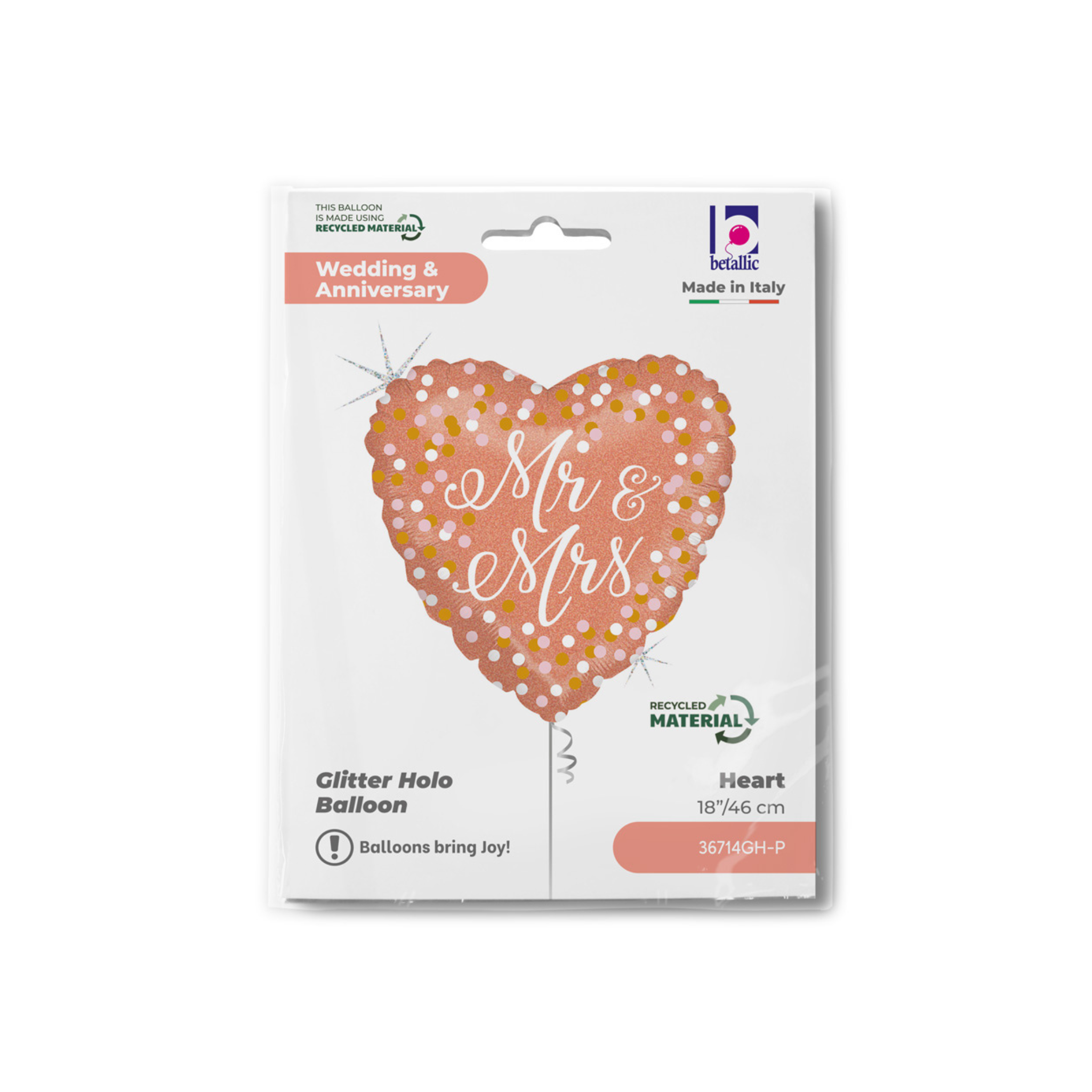 Folienballon Herz "Mr. & Mrs." Roségold -hey-Party.de- Folienballons -#Variante_