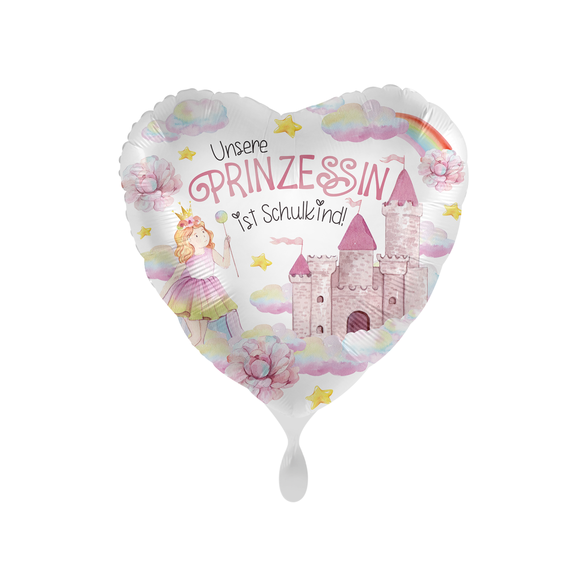 Folienballon Herz "Unsere Prinzessin ist Schulkind" -hey-Party.de- Folienballons -#Variante_