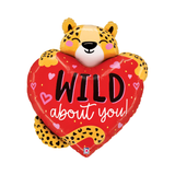 Folienballon Leopard mit Herz "Wild about you!"