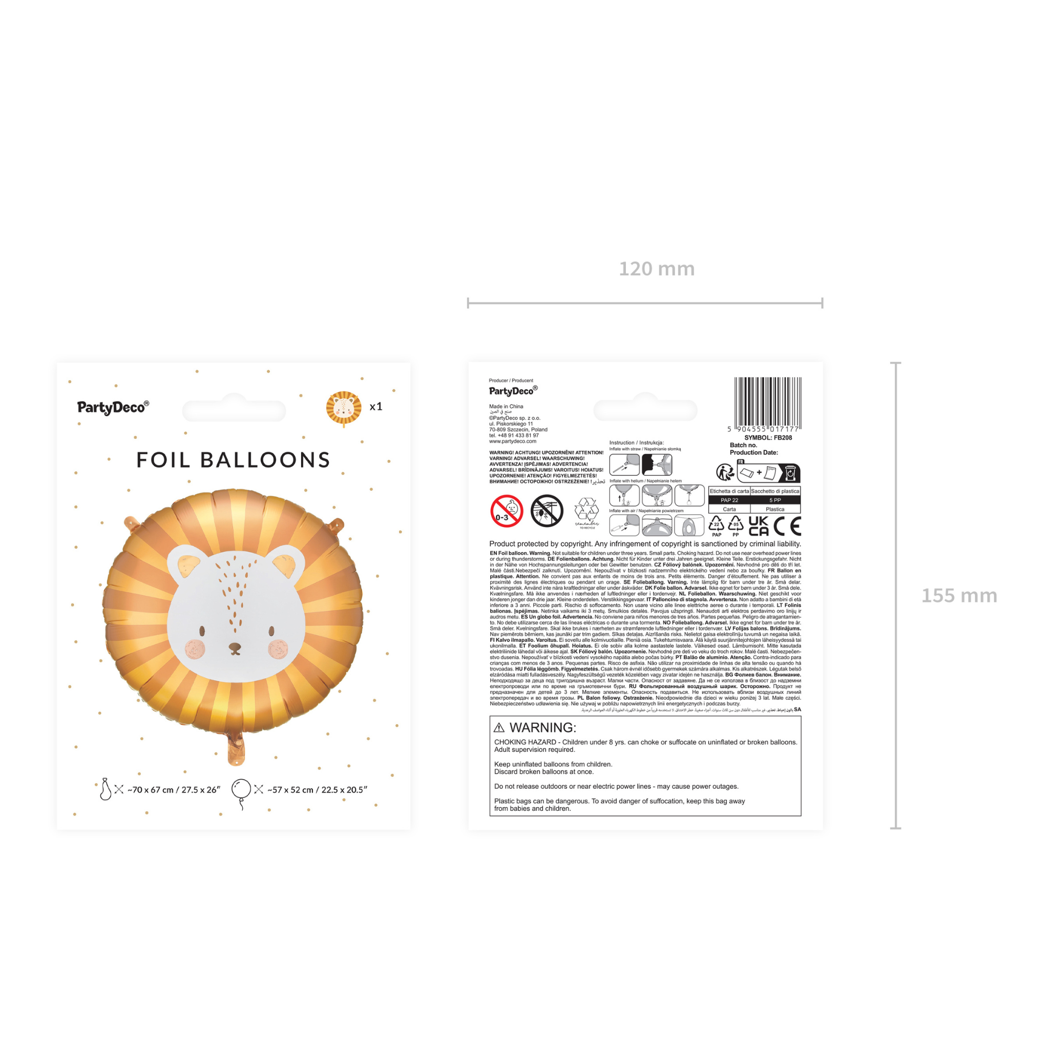 Folienballon Löwe Rund XXL -hey-Party.de- Folienballons -#Variante_