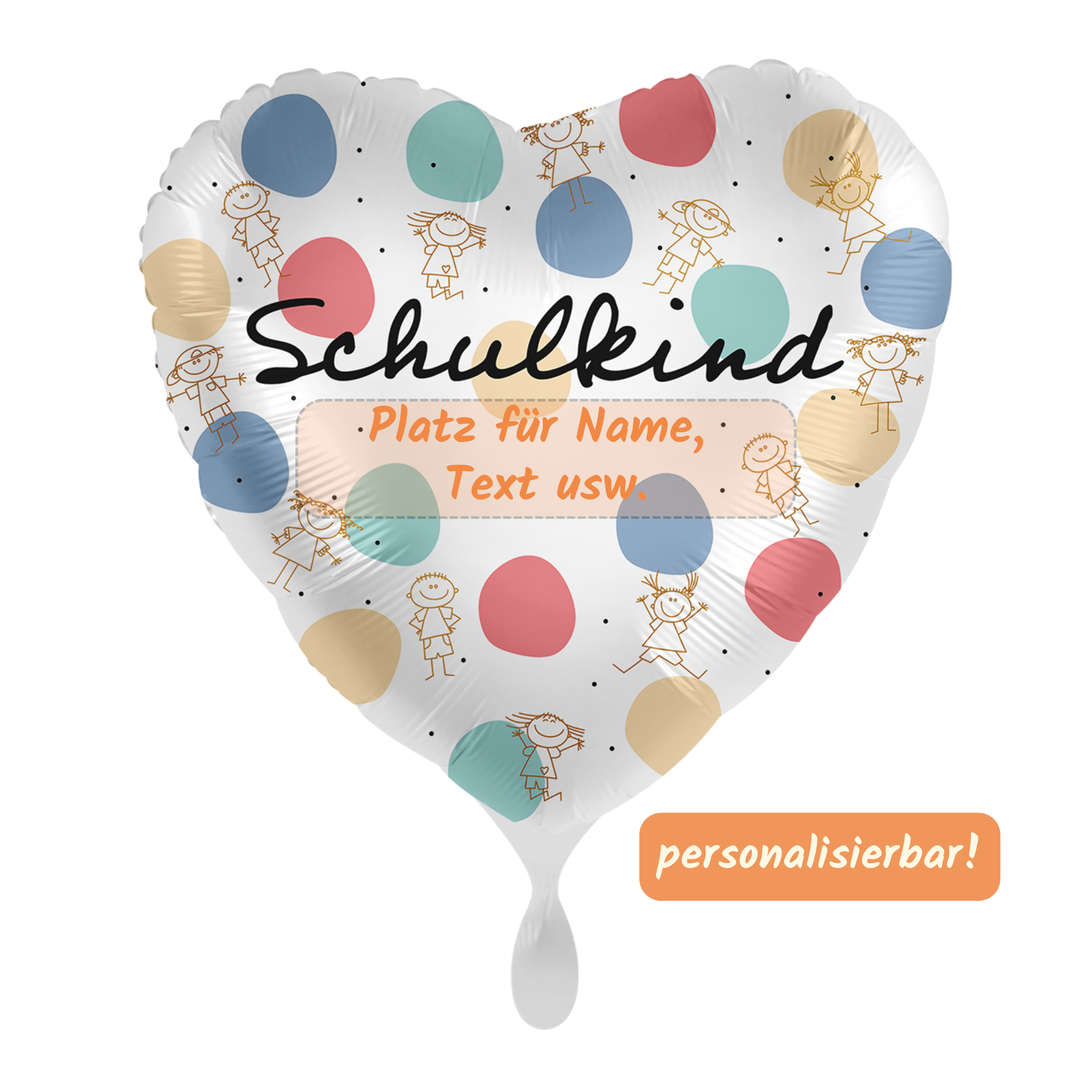 Folienballon Personalisierbar Herz Schulkind -hey-Party.de- Folienballons -#Variante_