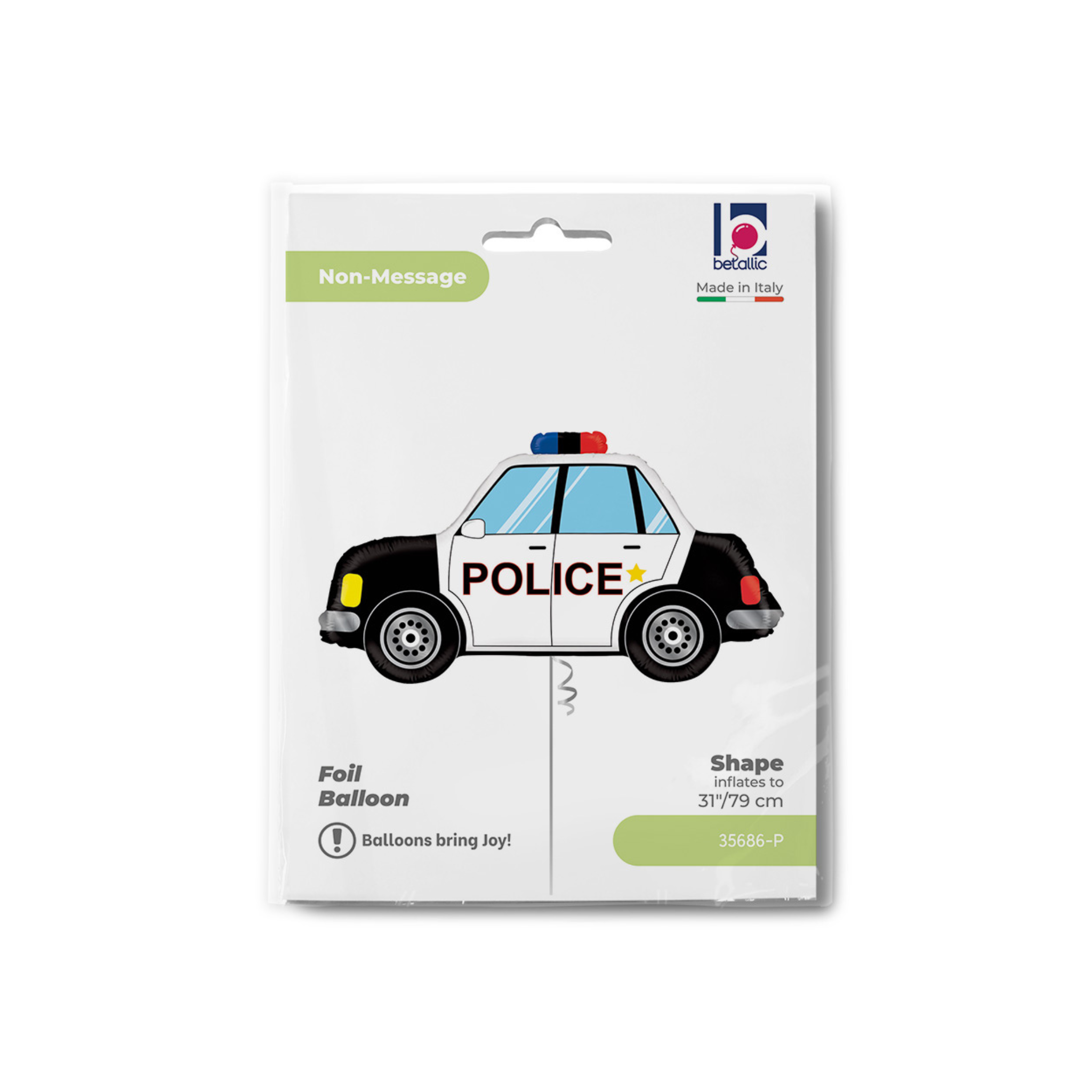 Folienballon Polizeiauto Seitlich, ca. 80x43 cm