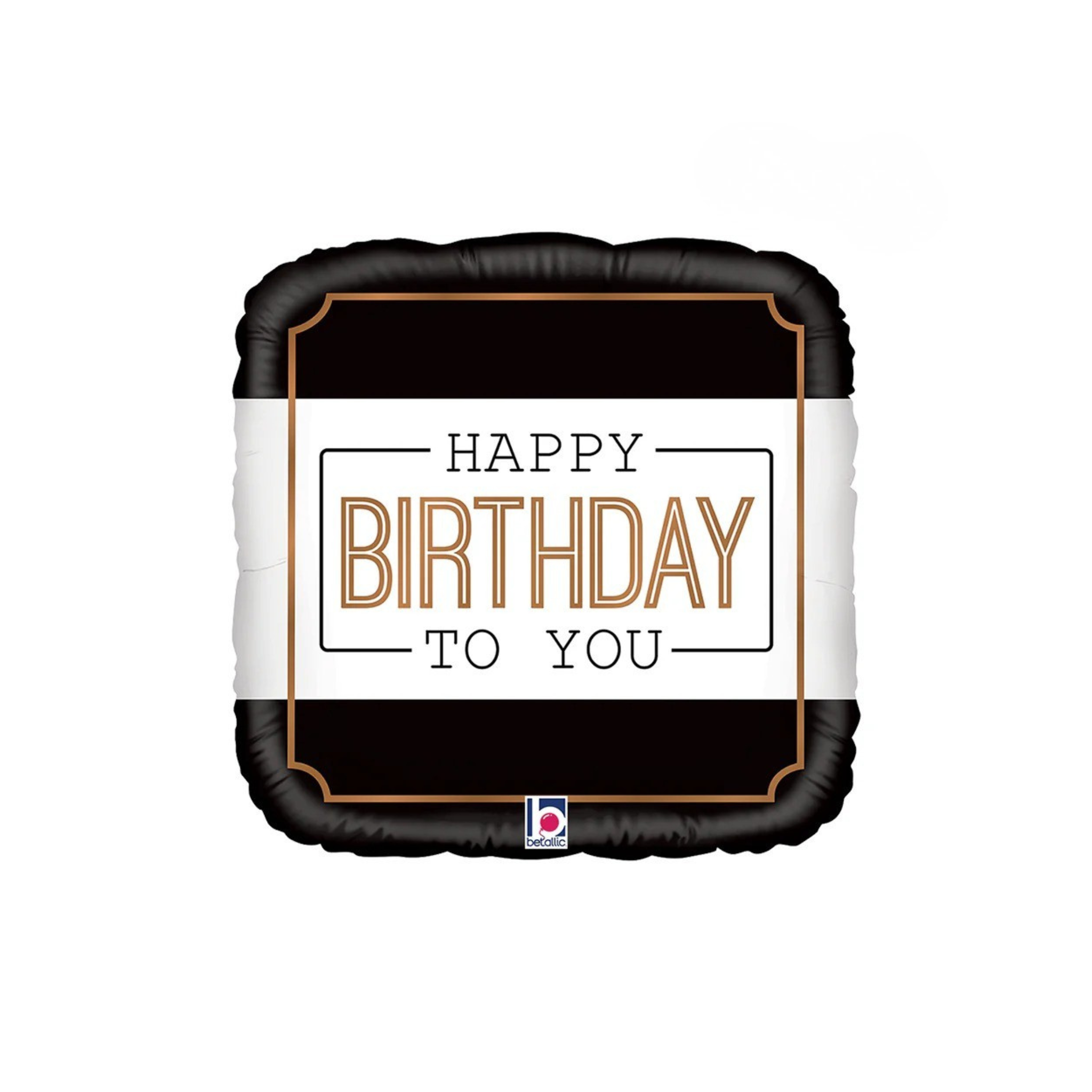 Folienballon Quadrat Happy Birthday Classic Schwarz, ca. 35 cm
