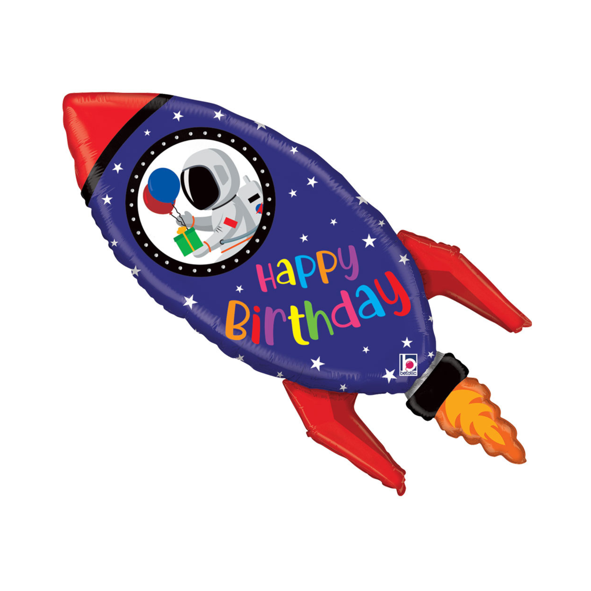 Folienballon Rakete "Happy Birthday", ca. 70×68 cm