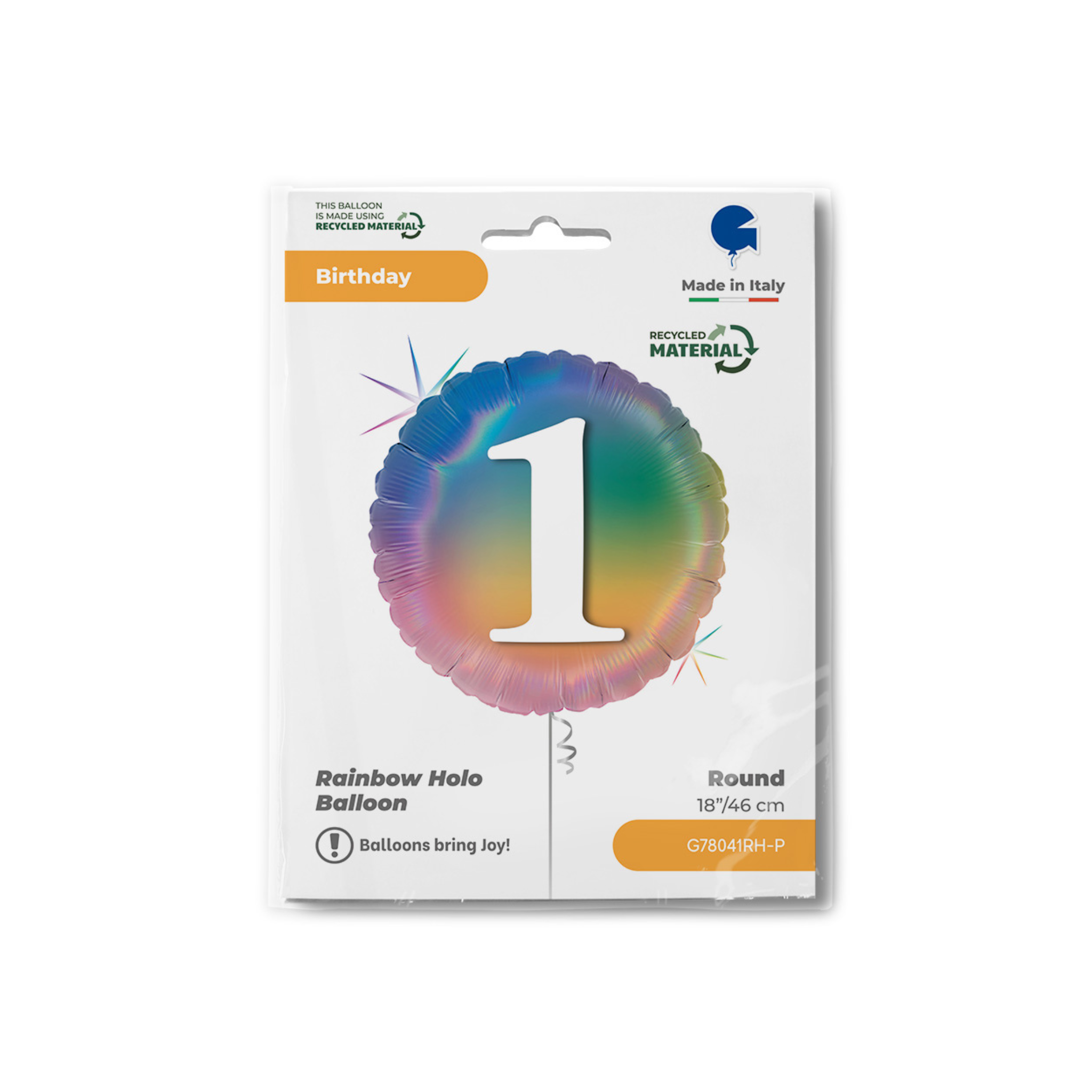 Folienballon Rund "1" Regenbogenfarben -hey-Party.de- Folienballons -#Variante_