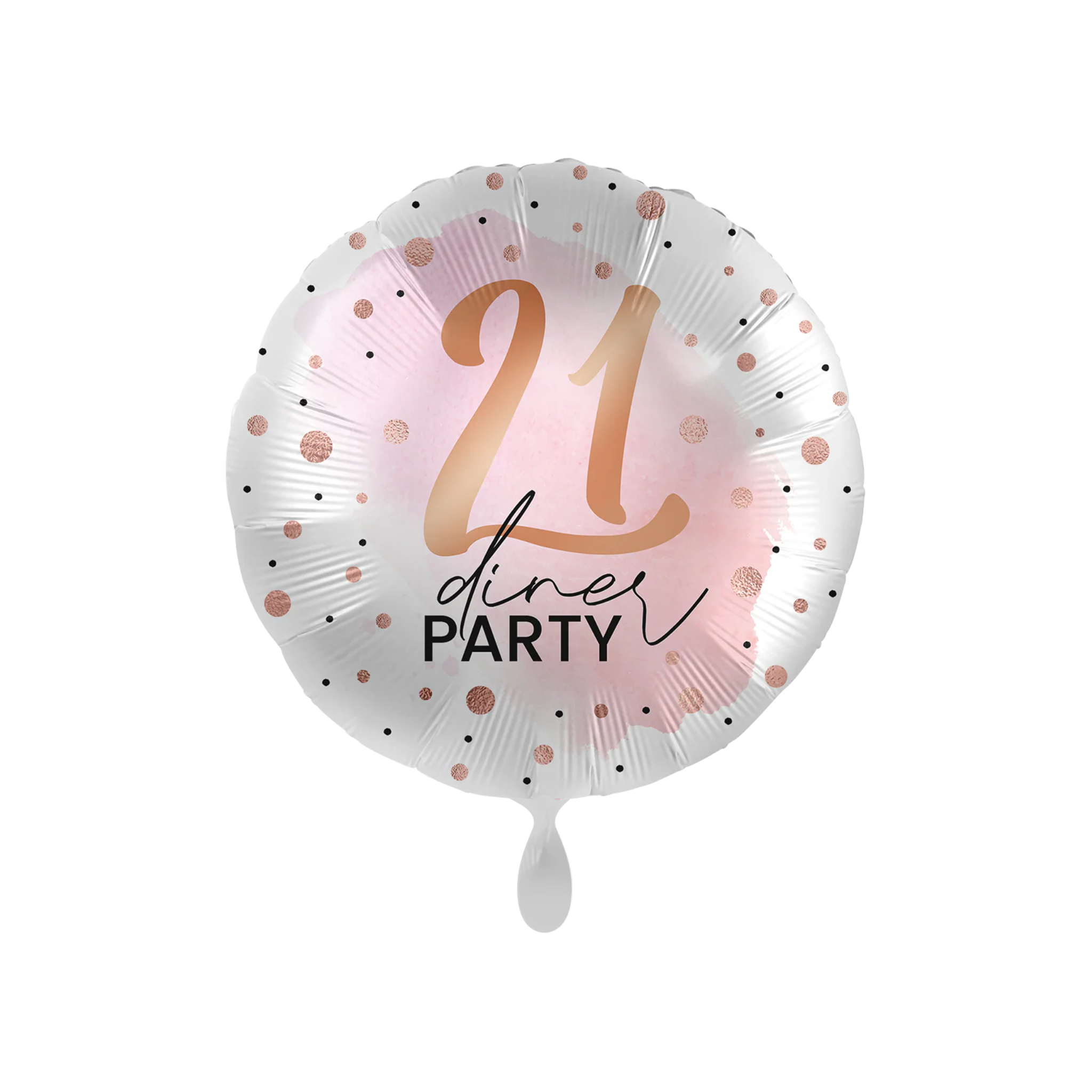 Folienballon Rund 21 Dinner Party, Rosa, ca. 35 cm