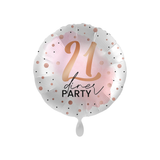 Folienballon Rund 21 Dinner Party, Rosa, ca. 35 cm