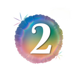 Folienballon Rund "2" Regenbogenfarben -hey-Party.de- Folienballons -#Variante_
