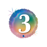 Folienballon Rund "3" Regenbogenfarben -hey-Party.de- Folienballons -#Variante_