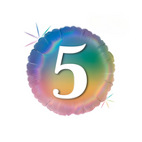 Folienballon Rund "5" Regenbogenfarben -hey-Party.de- Folienballons -#Variante_