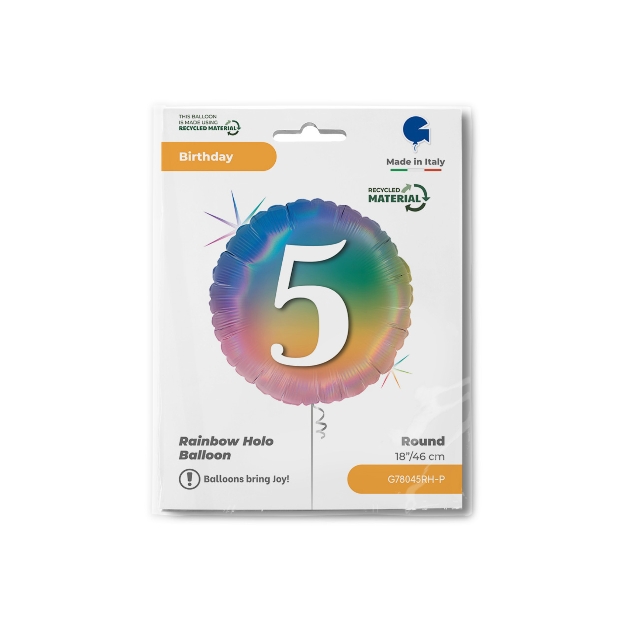 Folienballon Rund "5" Regenbogenfarben -hey-Party.de- Folienballons -#Variante_