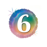 Folienballon Rund "6" Regenbogenfarben -hey-Party.de- Folienballons -#Variante_