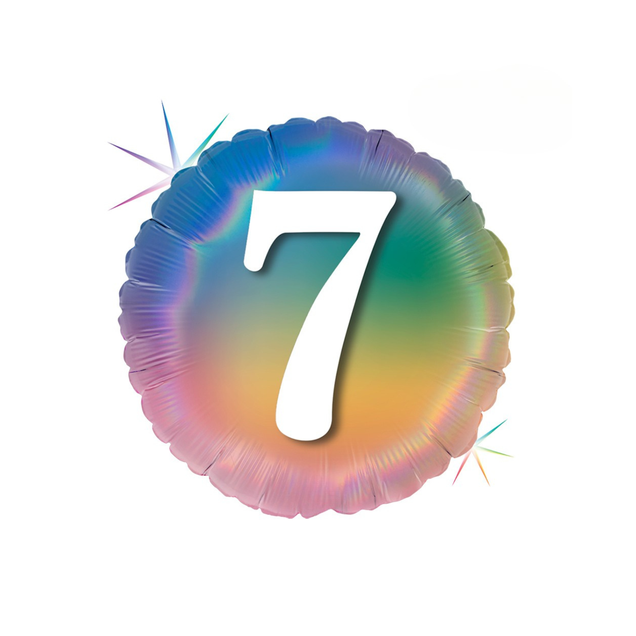 Folienballon Rund "7" Regenbogenfarben -hey-Party.de- Folienballons -#Variante_