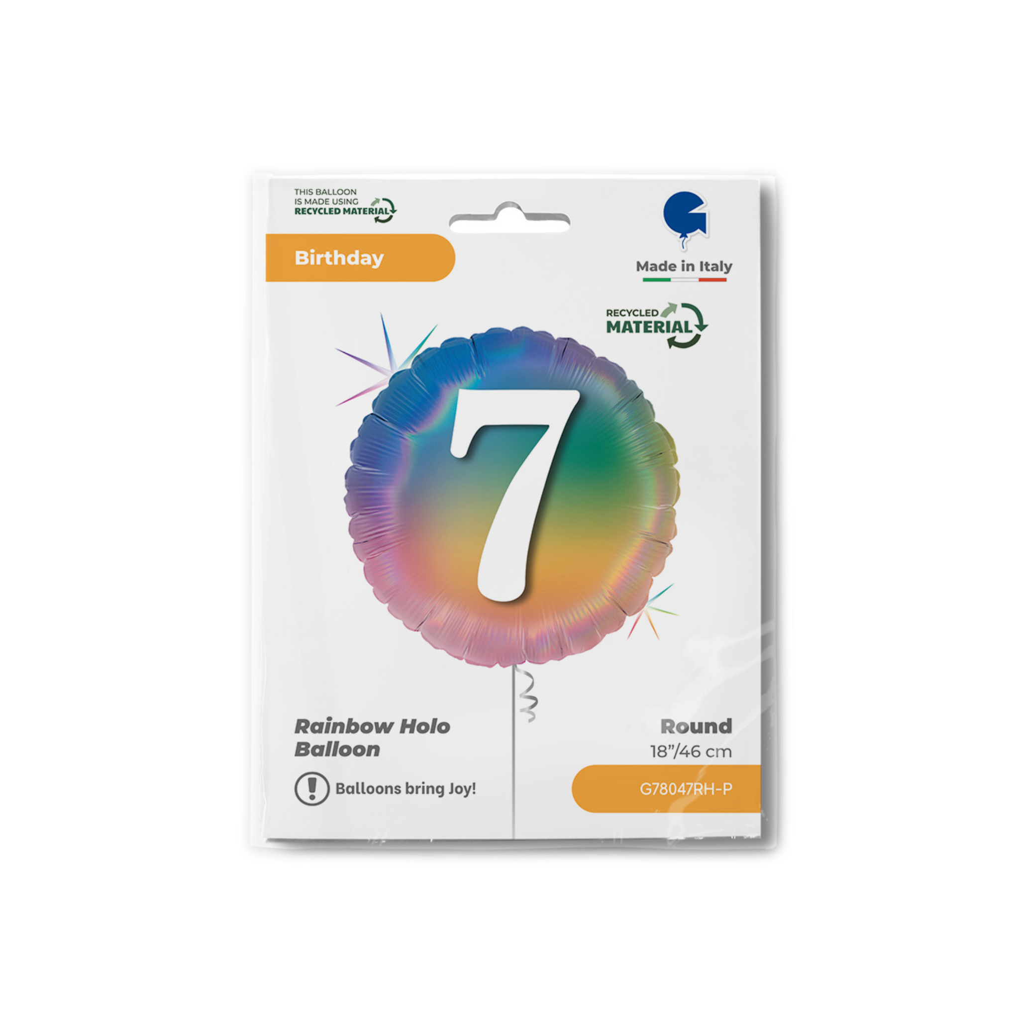Folienballon Rund "7" Regenbogenfarben -hey-Party.de- Folienballons -#Variante_