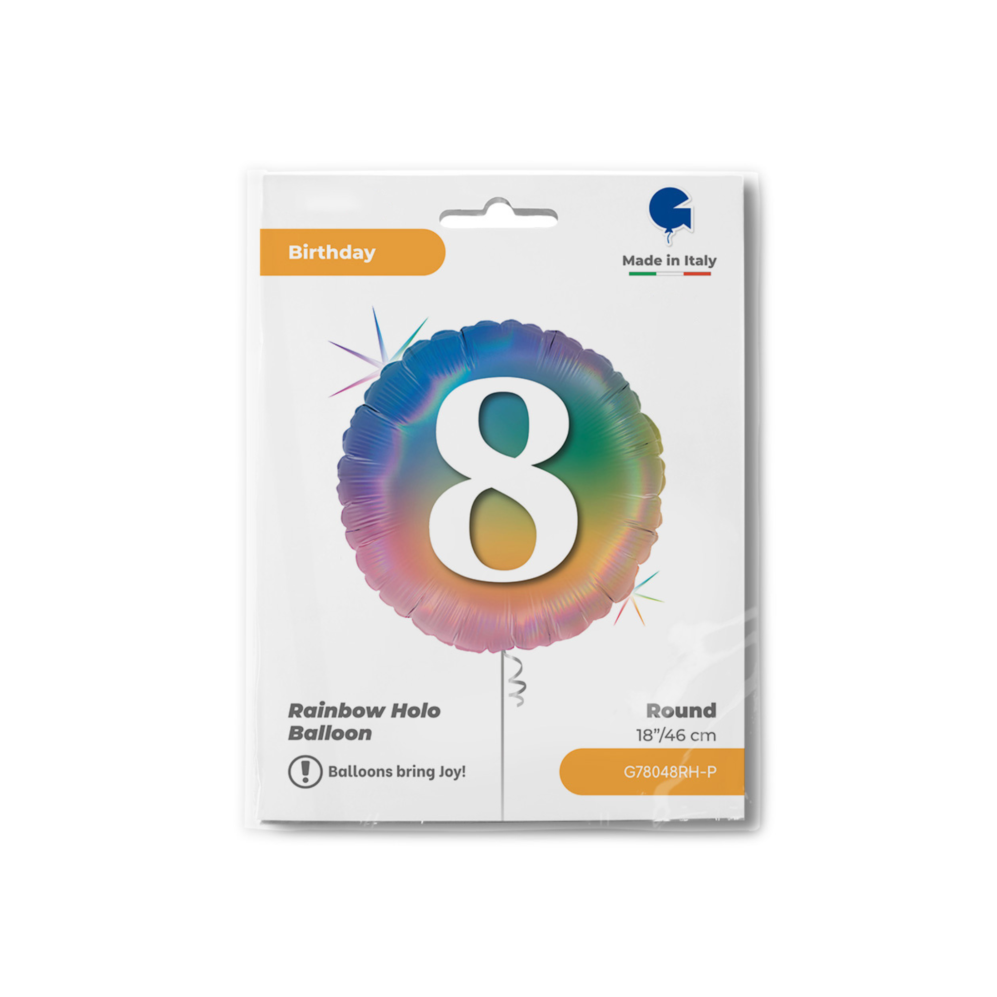 Folienballon Rund "8" Regenbogenfarben -hey-Party.de- Folienballons -#Variante_