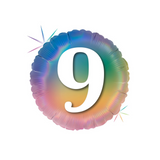 Folienballon Rund "9" Regenbogenfarben -hey-Party.de- Folienballons -#Variante_