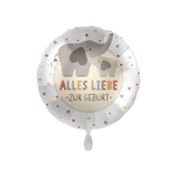 Folienballon Rund "Alles Liebe Zur Geburt" Elefanten, ca. 35 cm