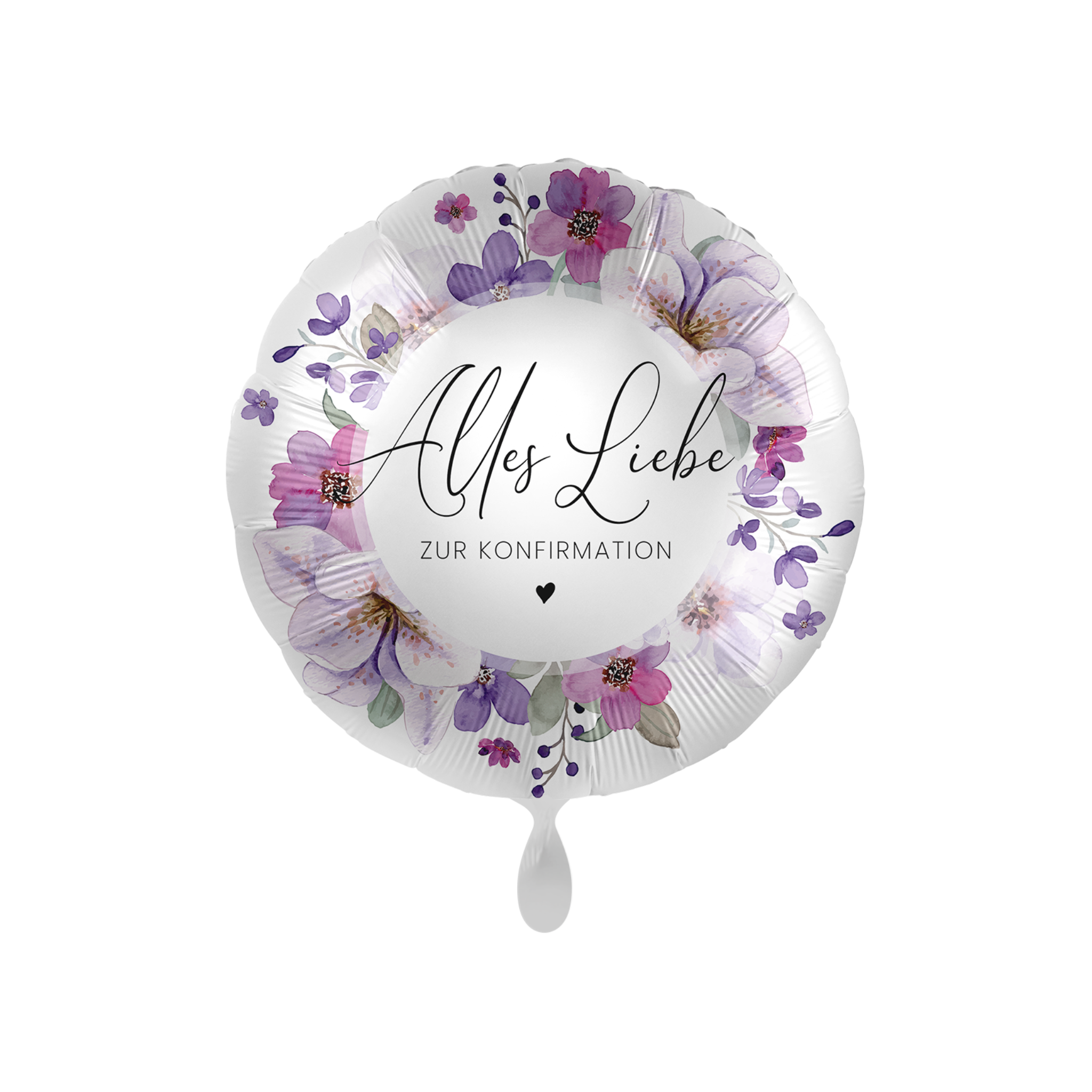 Folienballon Rund "Alles Liebe zur Konfirmation..." Blumen Lila -hey-Party.de- Folienballons -#Variante_