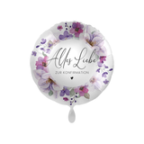 Folienballon Rund "Alles Liebe zur Konfirmation..." Blumen Lila -hey-Party.de- Folienballons -#Variante_