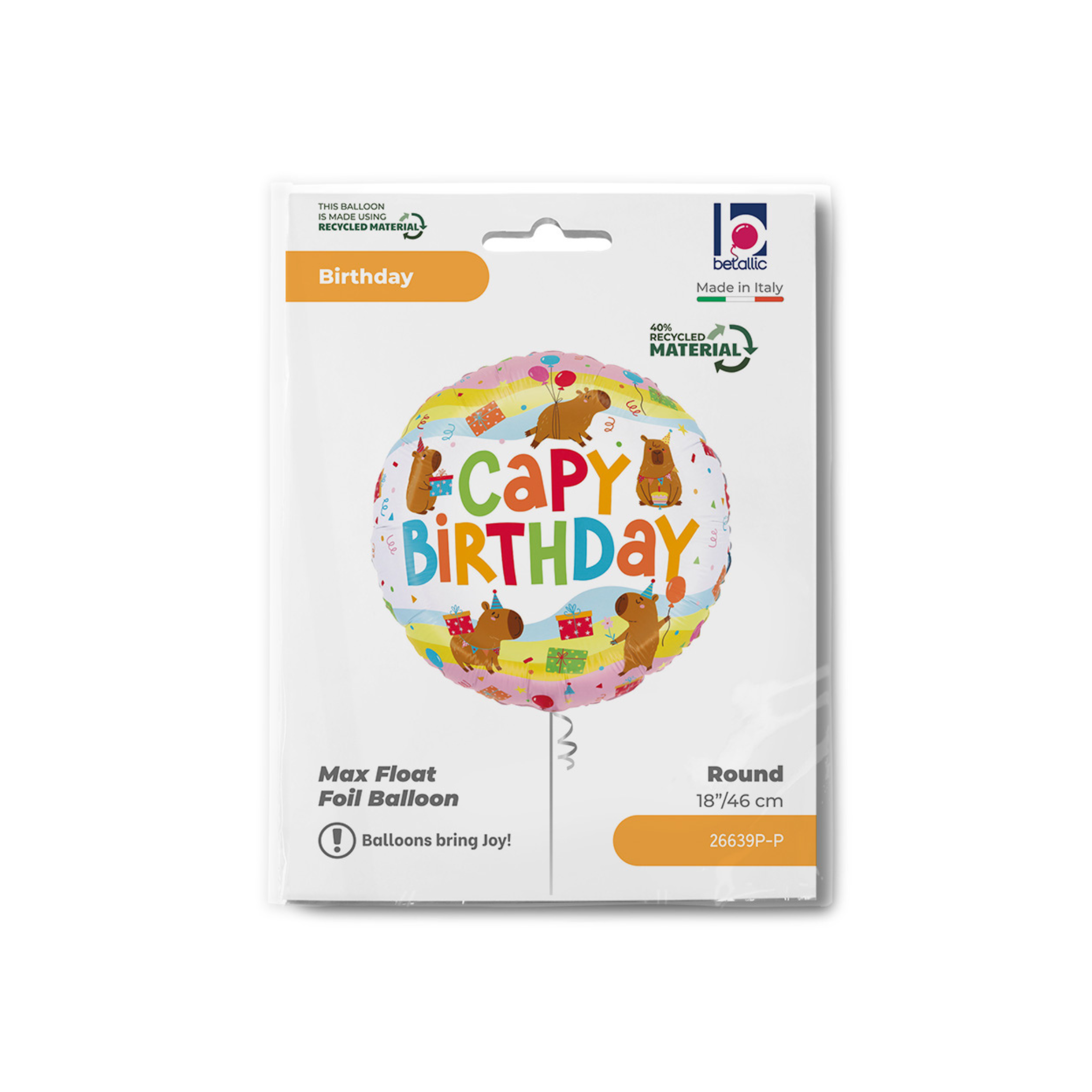 Folienballon Rund "Capy Birthday" -hey-Party.de- Folienballons -#Variante_