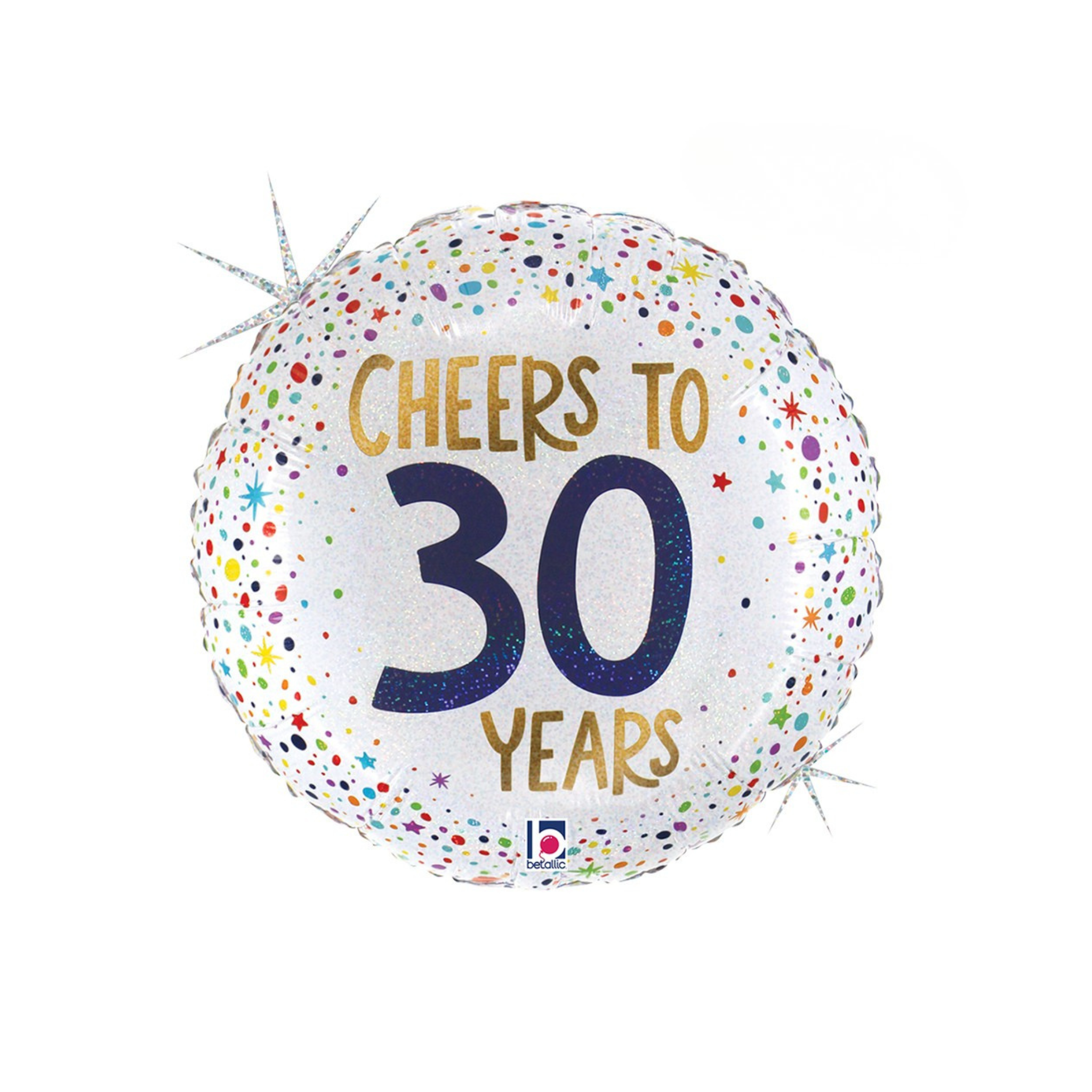 Folienballon Rund "Cheers To 30 Years" -hey-Party.de- Folienballons -#Variante_