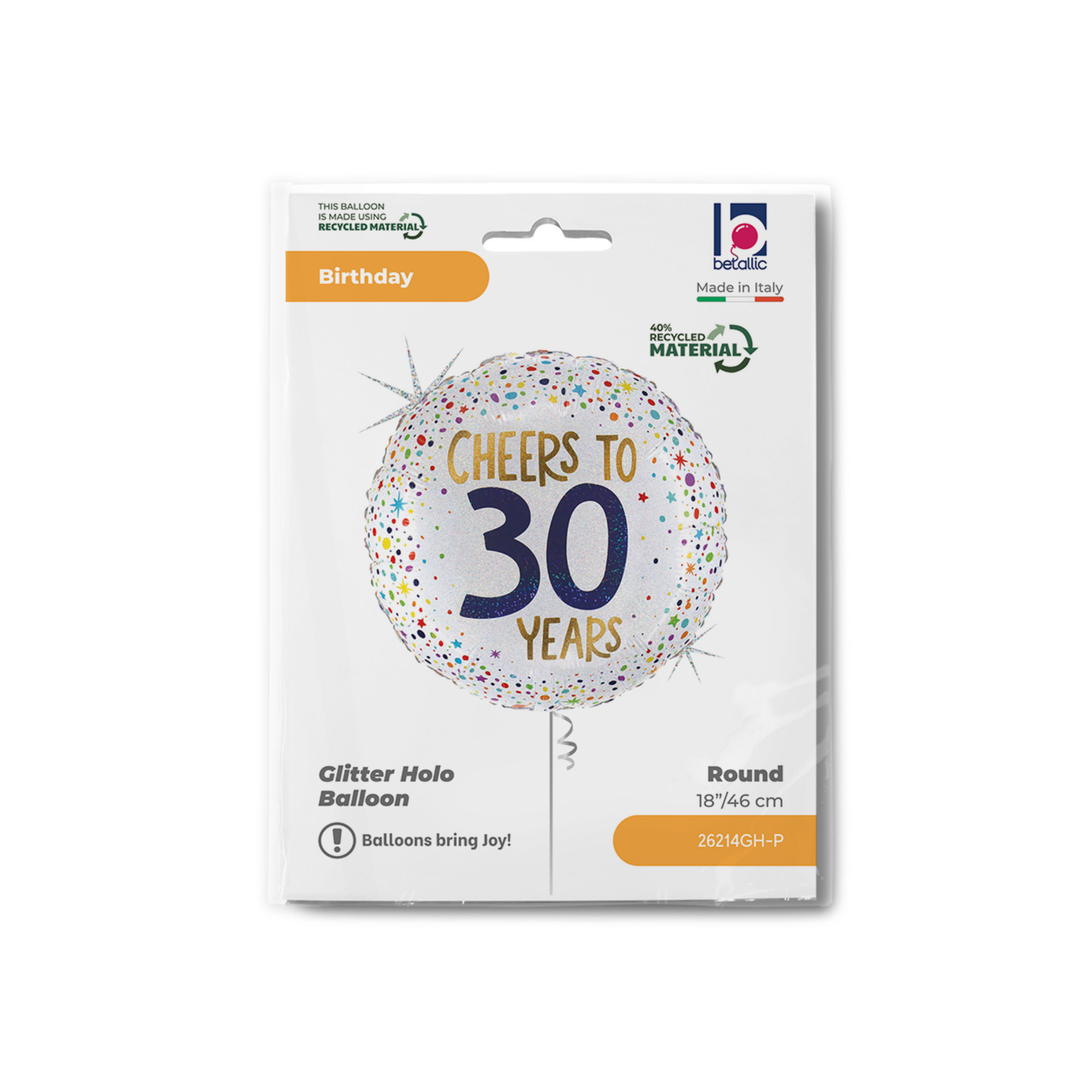 Folienballon Rund "Cheers To 30 Years" -hey-Party.de- Folienballons -#Variante_