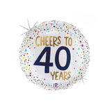 Folienballon Rund "Cheers To 40 Years" -hey-Party.de- Folienballons -#Variante_