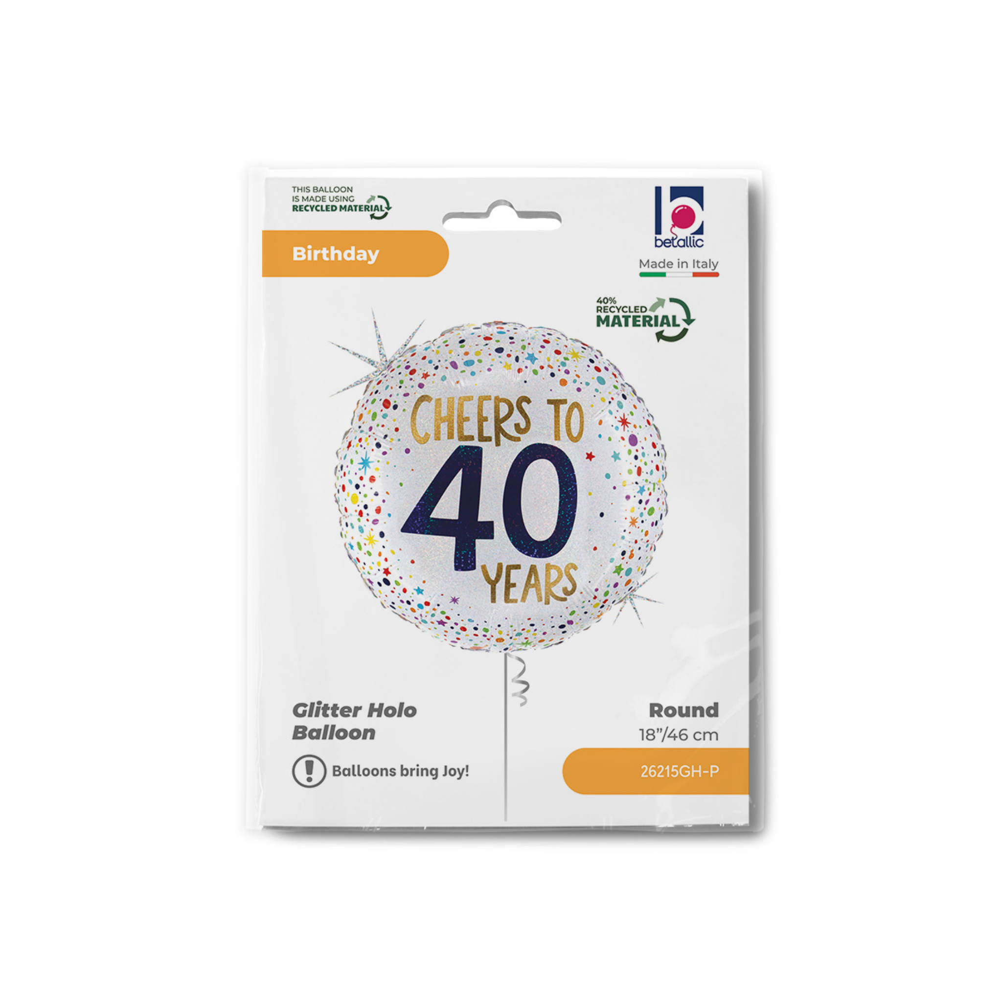 Folienballon Rund "Cheers To 40 Years" -hey-Party.de- Folienballons -#Variante_