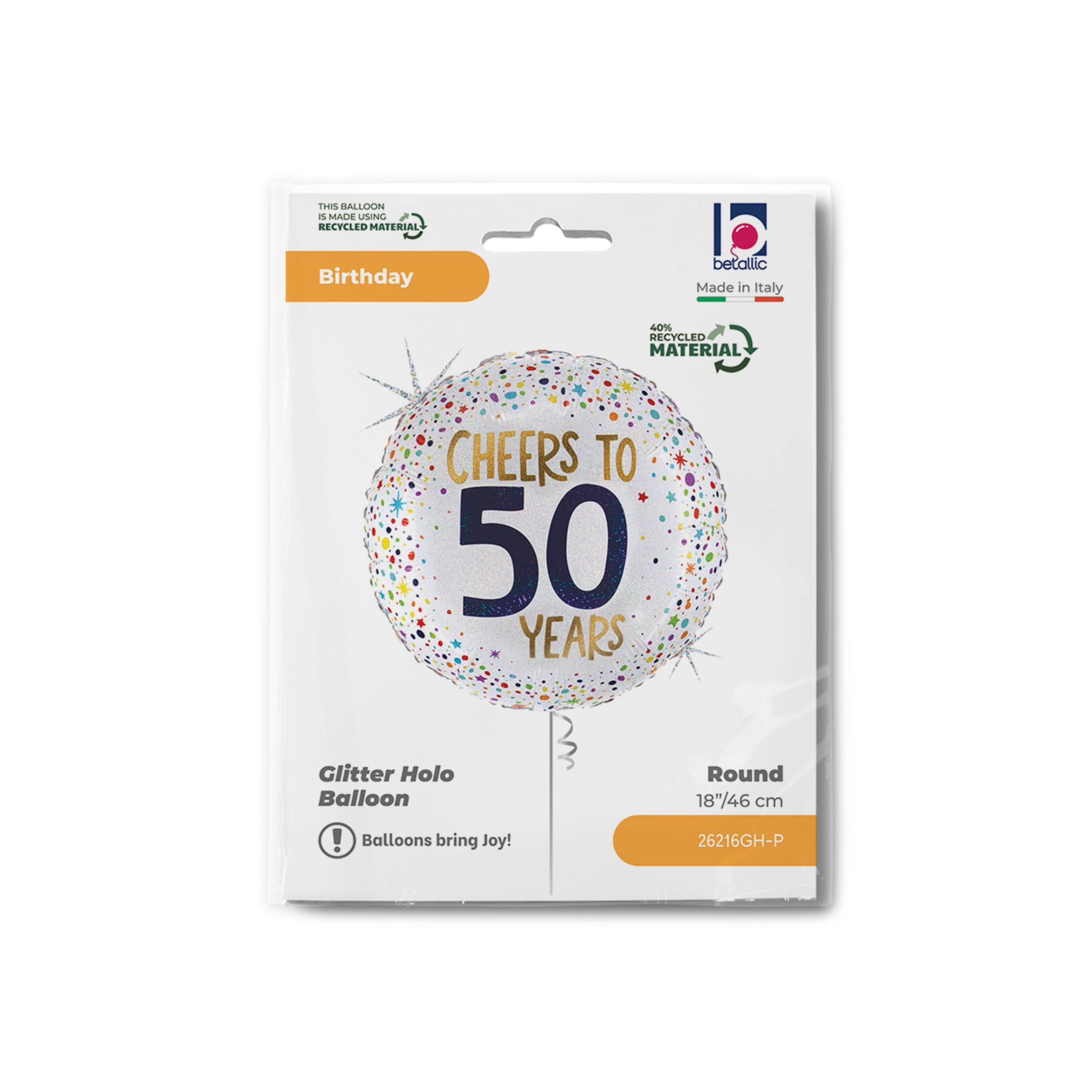 Folienballon Rund "Cheers To 50 Years" -hey-Party.de- Folienballons -#Variante_