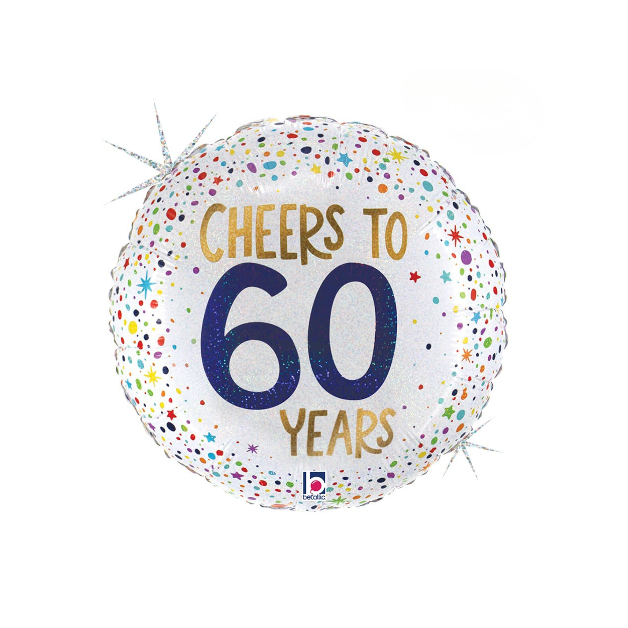 Folienballon Rund "Cheers To 60 Years" -hey-Party.de- Folienballons -#Variante_