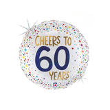 Folienballon Rund "Cheers To 60 Years" -hey-Party.de- Folienballons -#Variante_