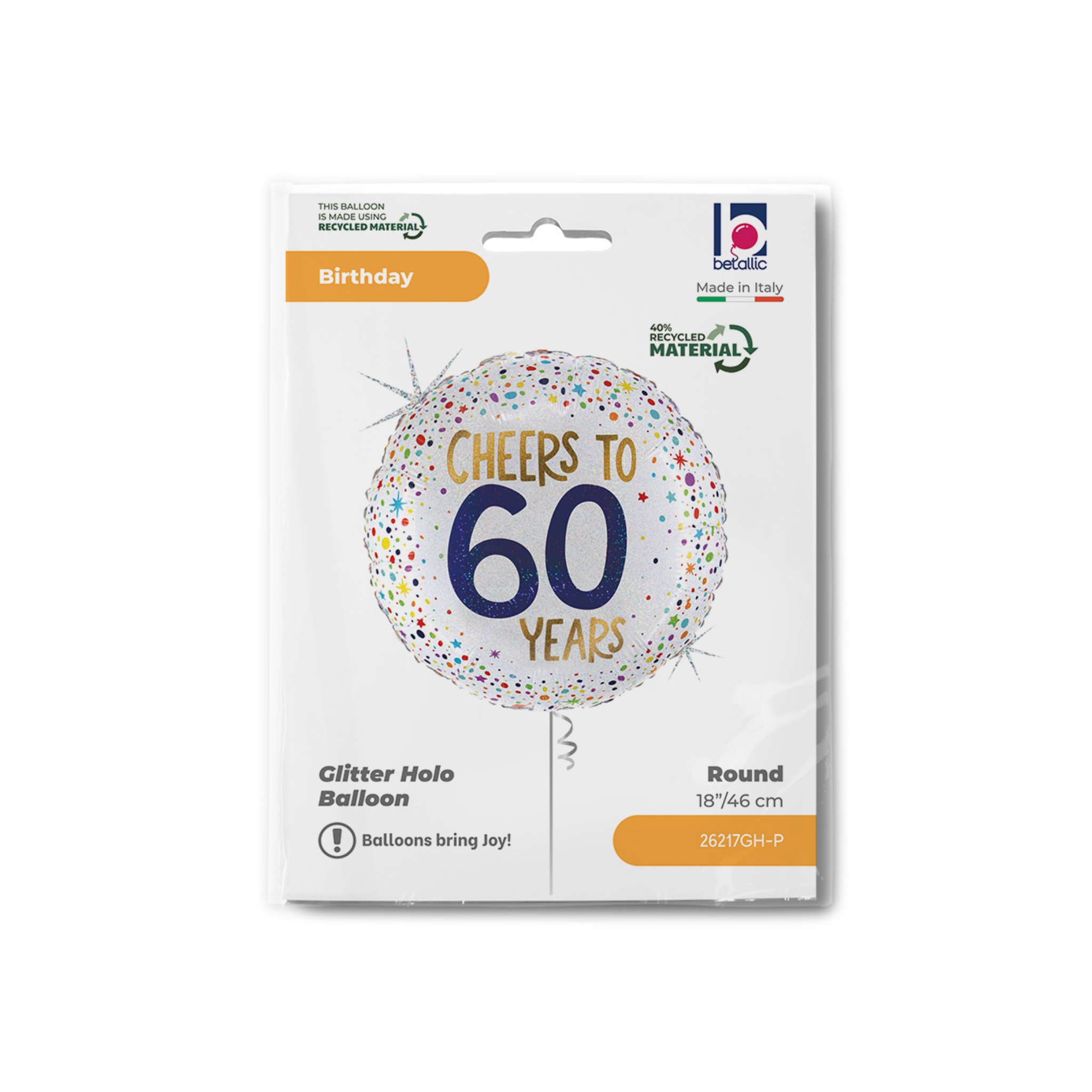 Folienballon Rund "Cheers To 60 Years" -hey-Party.de- Folienballons -#Variante_
