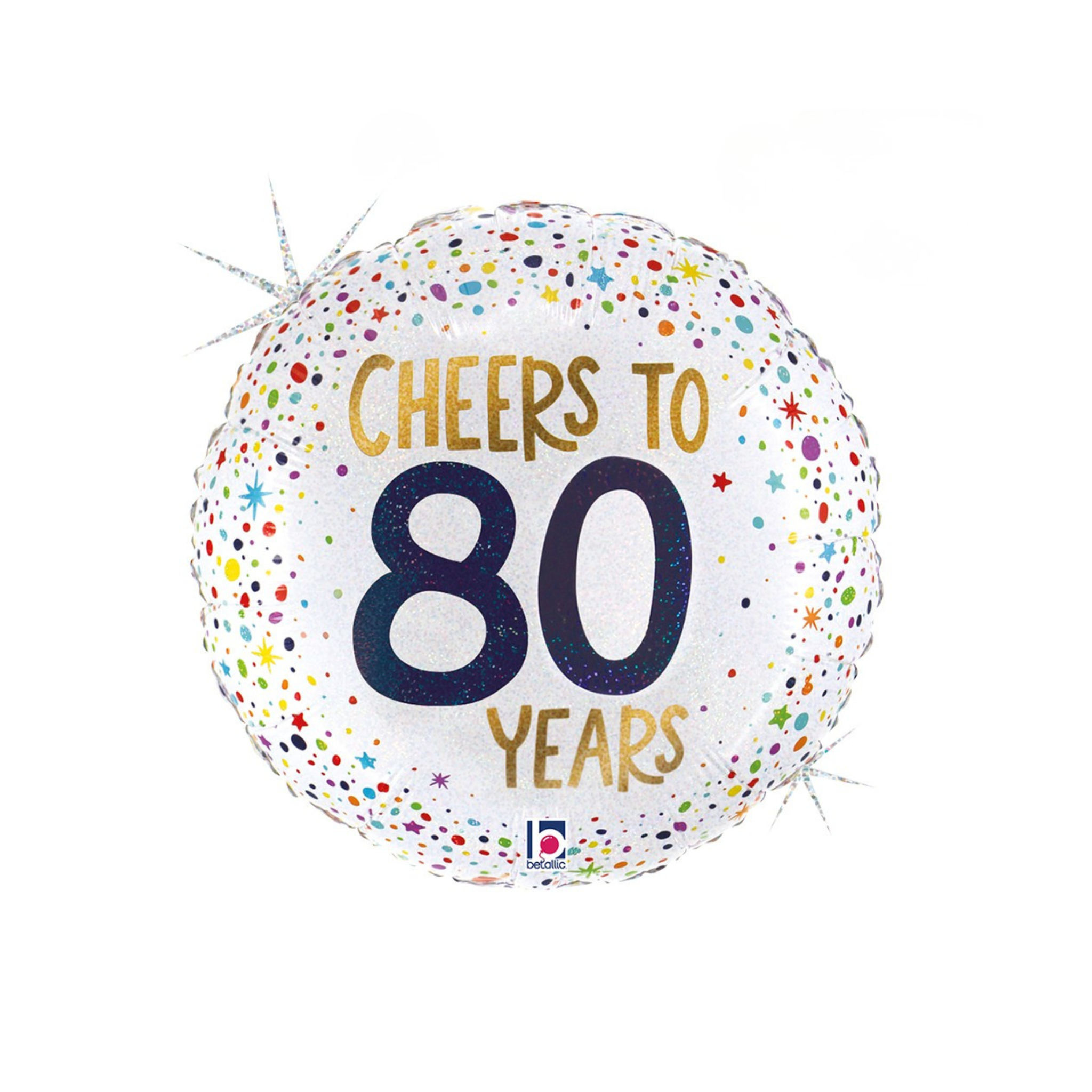Folienballon Rund "Cheers To 80 Years" -hey-Party.de- Folienballons -#Variante_