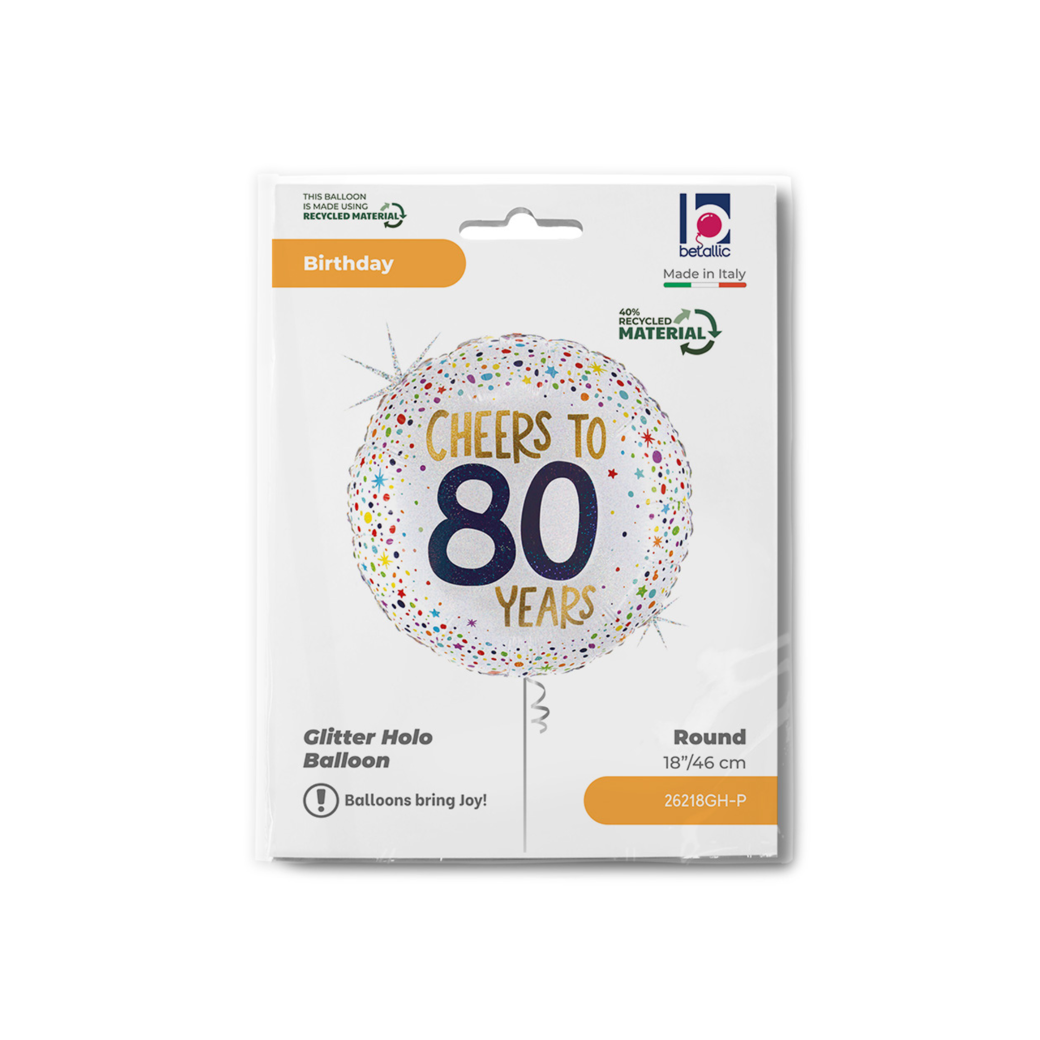 Folienballon Rund "Cheers To 80 Years" -hey-Party.de- Folienballons -#Variante_