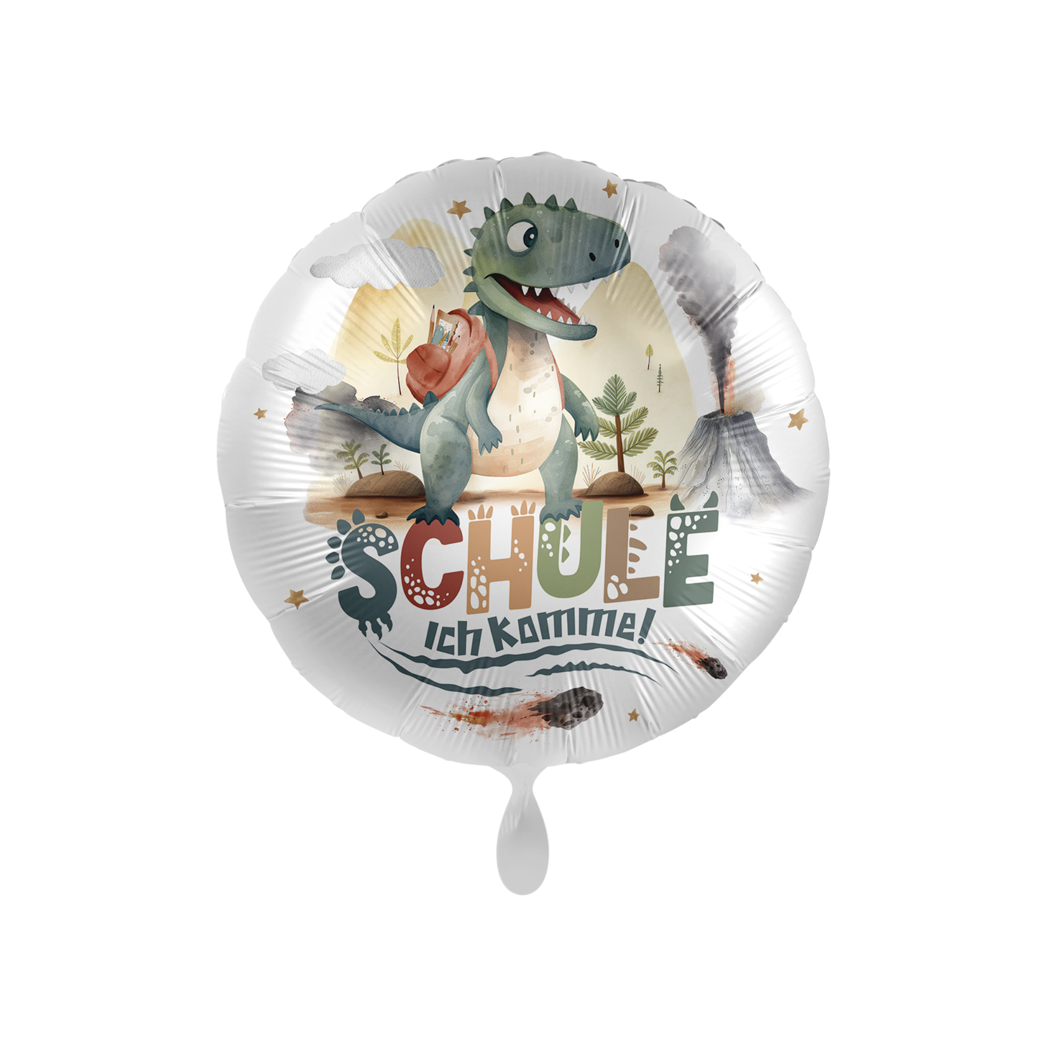 Folienballon rund "Schule ich komme" Dino -hey-Party.de- Folienballons -#Variante_