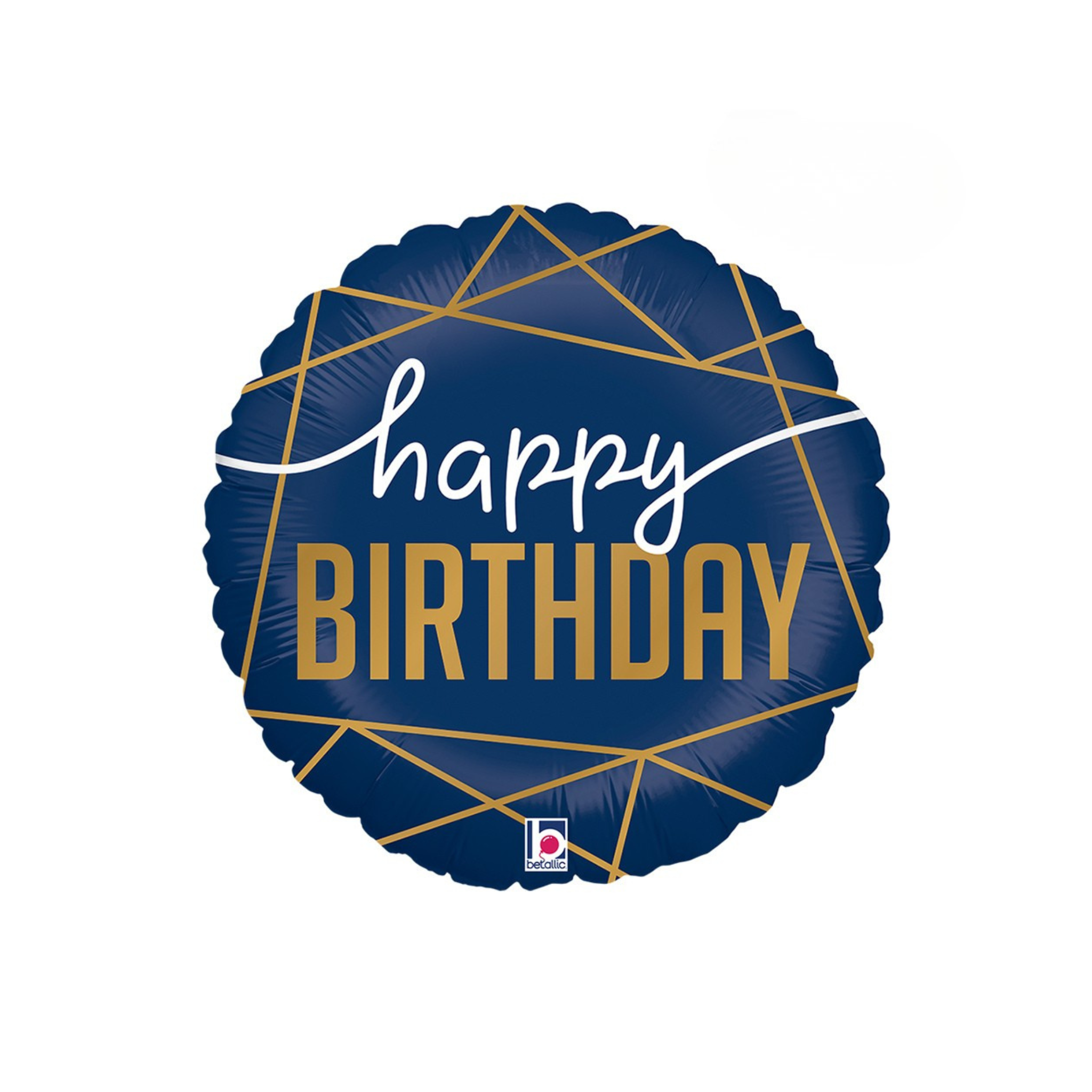 Folienballon Rund "Happy Birthday" Classic Dunkelblau -hey-Party.de- Folienballons -#Variante_