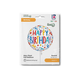 Folienballon Rund Happy Birthday Luftschlangen, ca. 35 cm
