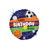 Folienballon Rund Happy Birthday Sports -hey-Party.de- Folienballons -#Variante_